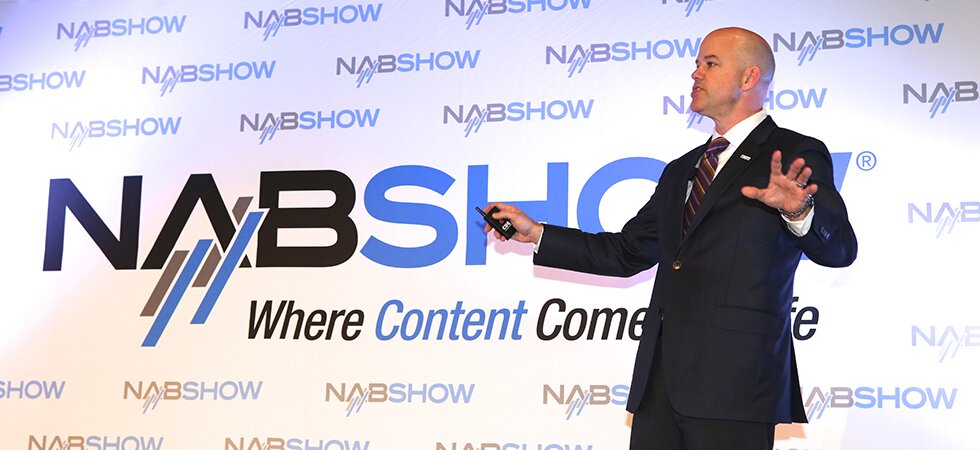 Sam Matheny delivering the 2015 Broadcast Engineering Conference Keynote.